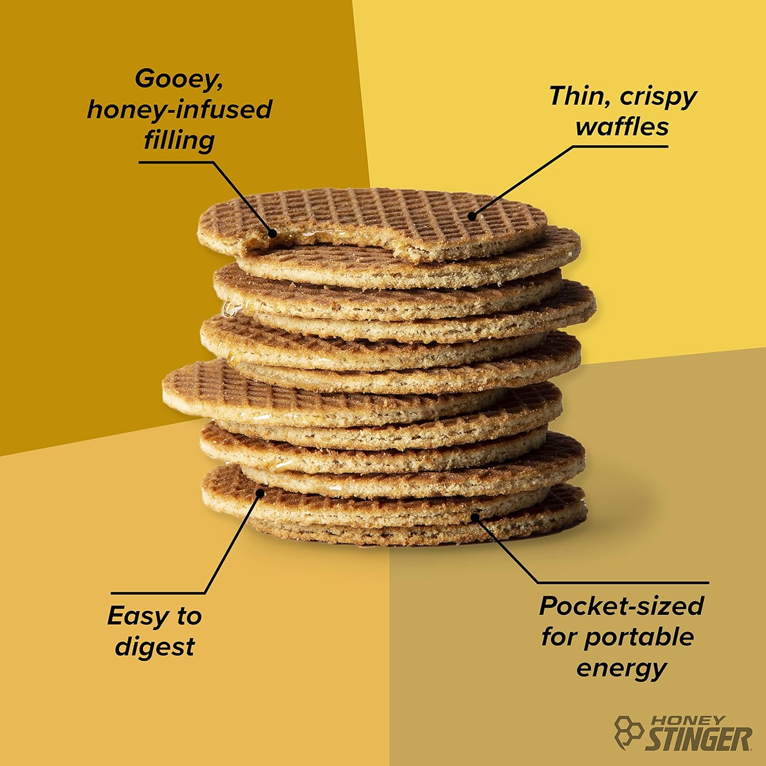 Honey Stinger Organic Waffle Variety Pack of 18 (12 Honey & 6 Vanilla Waffles), Energy Stroopwafel Snack for Exercise, Endurance & Performance, Sports Nutrition for Home & Gym, Workout Fuel