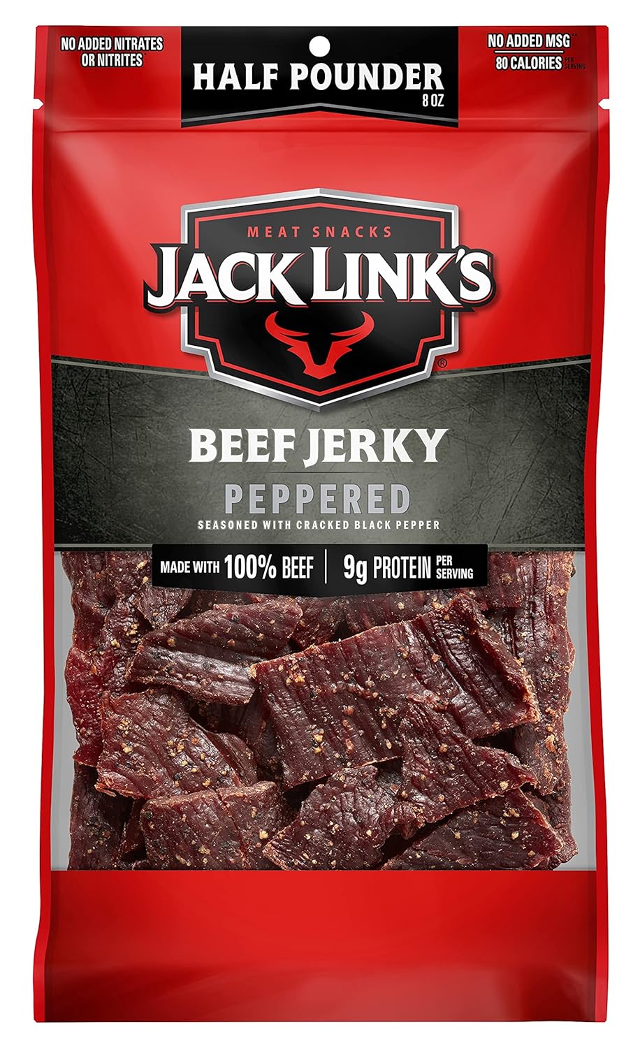 Jack Link's Beef Jerky, Original, Half Pounder Large Jerky Bag - Flavorful Meat Snack, Ready to Eat Protein Snacks with 10g of Protein per Serving, Made with 100% Beef