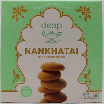 Deep Nankhatai Indian Cookies | Wheat Flour Crispy Golden Biscuits | Healthy Snack | Soft Vegan Cookies from India | Perfect as a Tea-Time Snack | 14 oz