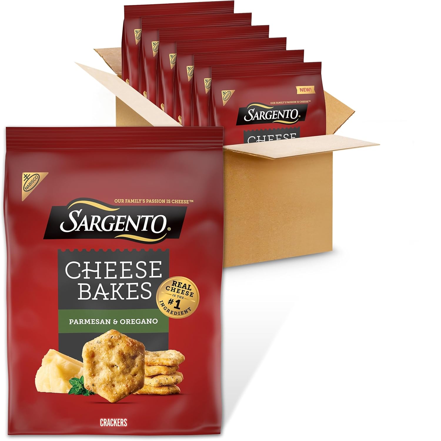 Sargento® Cheese Bakes Parmesan and Oregano Crackers, Cheese Crackers, 6-4.5 oz Bags