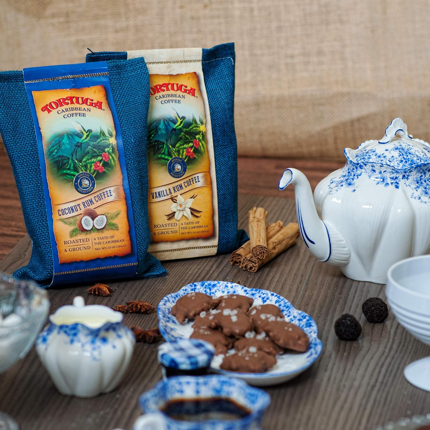 TORTUGA Caribbean Rum Liqueur Flavored Coffee- Roasted and Ground Coffee 10oz - The Perfect Premium Gourmet Gift for Gift Baskets, Parties, Holidays, and Birthdays