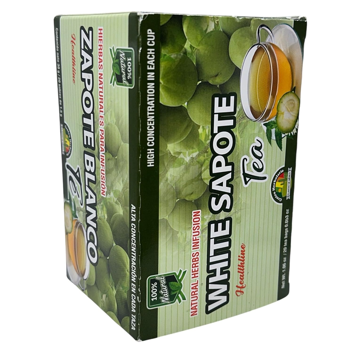 Zapote Blanco TE (WHITE SAPOTE TEA) 20 tea bags 100% NATURAL High Concentration in each cup