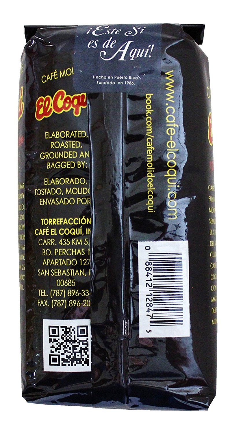 Puerto Rico Cafe El Coqui Ground Coffee Bag 14 Ounce Bag