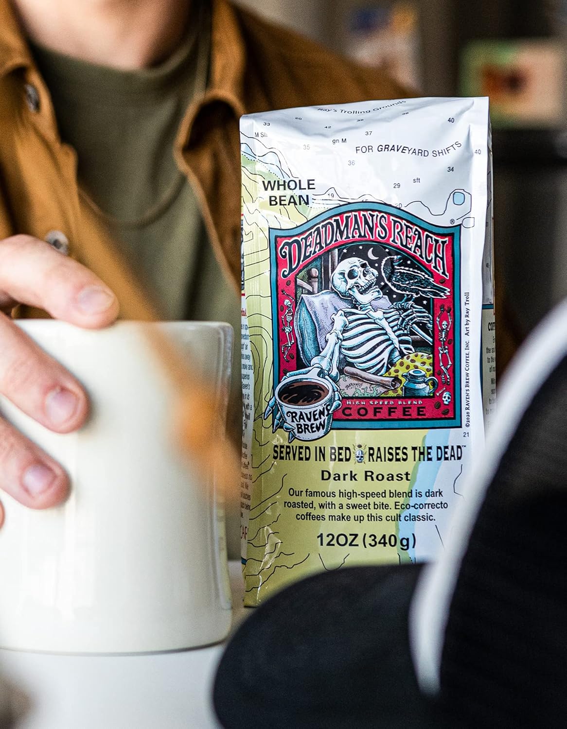 Raven's Brew Coffee High Caffeine Coffee Dark Roast Ground - Deadman's Reach 2-pack of 12oz