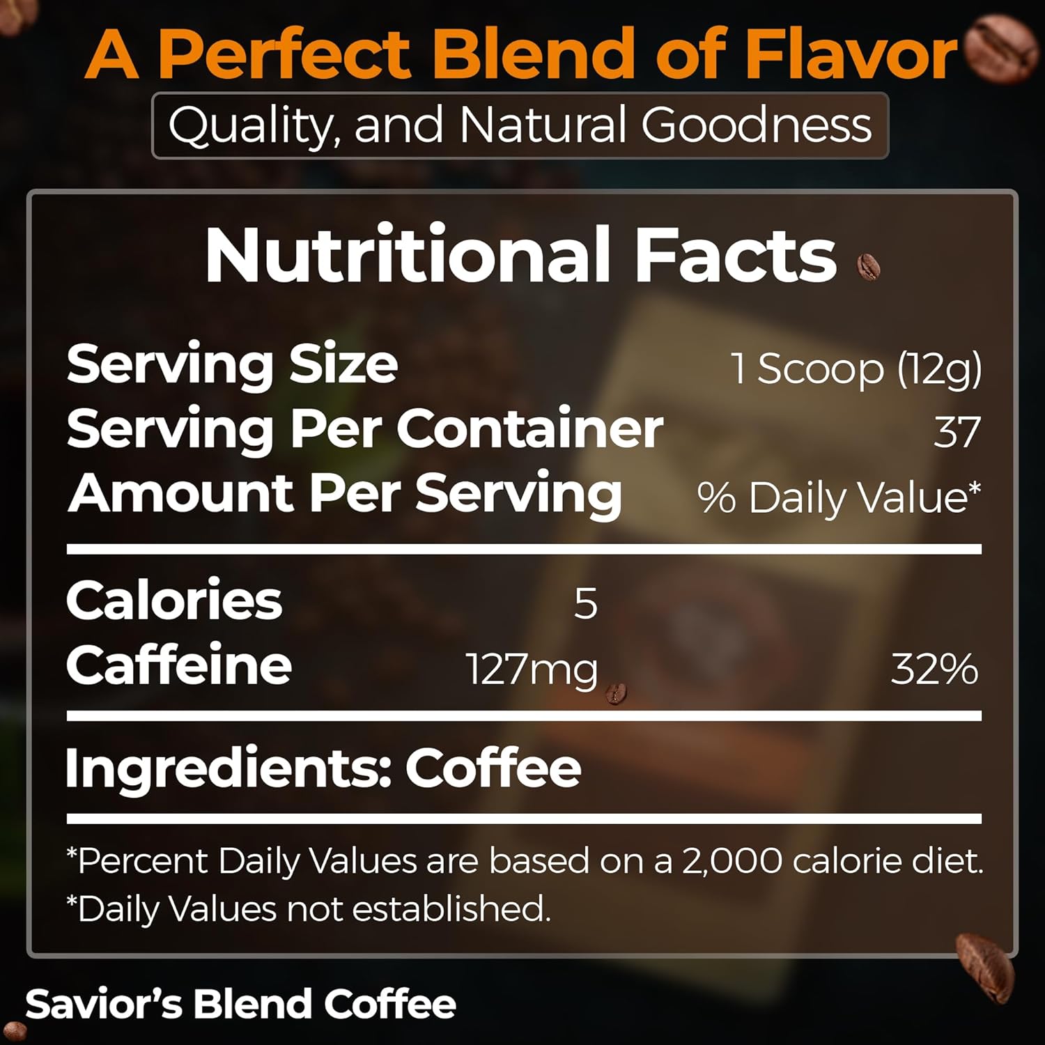 Savior's Blend Coffee Premium Espresso Ground Coffee, Dark Roast, Colombian-Ethiopian-Peruvian Blend, 16 oz