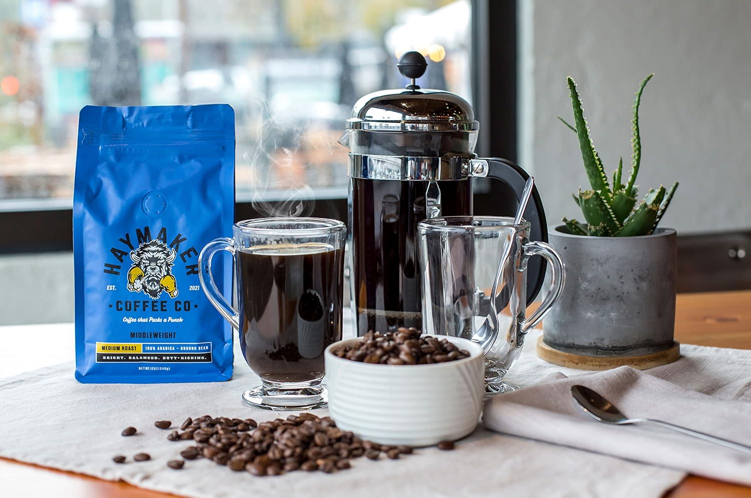 Haymaker Coffee, Medium Roast with Well-Rounded Flavor, Ground, 12 Ounce, Roasted in USA