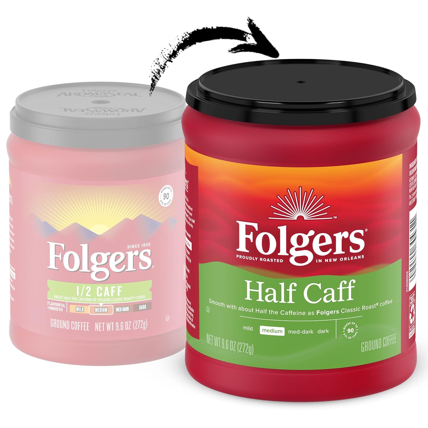 Folgers Half Caff Ground Coffee, Medium Roast, 9.6 Ounce