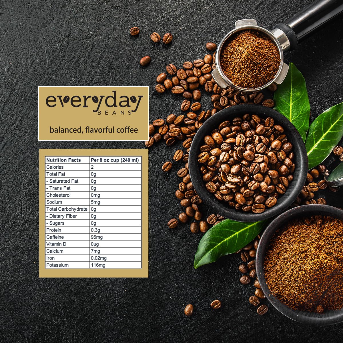 Everyday Beans, 100% Arabica Fresh Ground Coffee, Smooth Rich Flavor, Easy to Drink, Specialty Coffee, 32 Oz Bag, Medium Roast