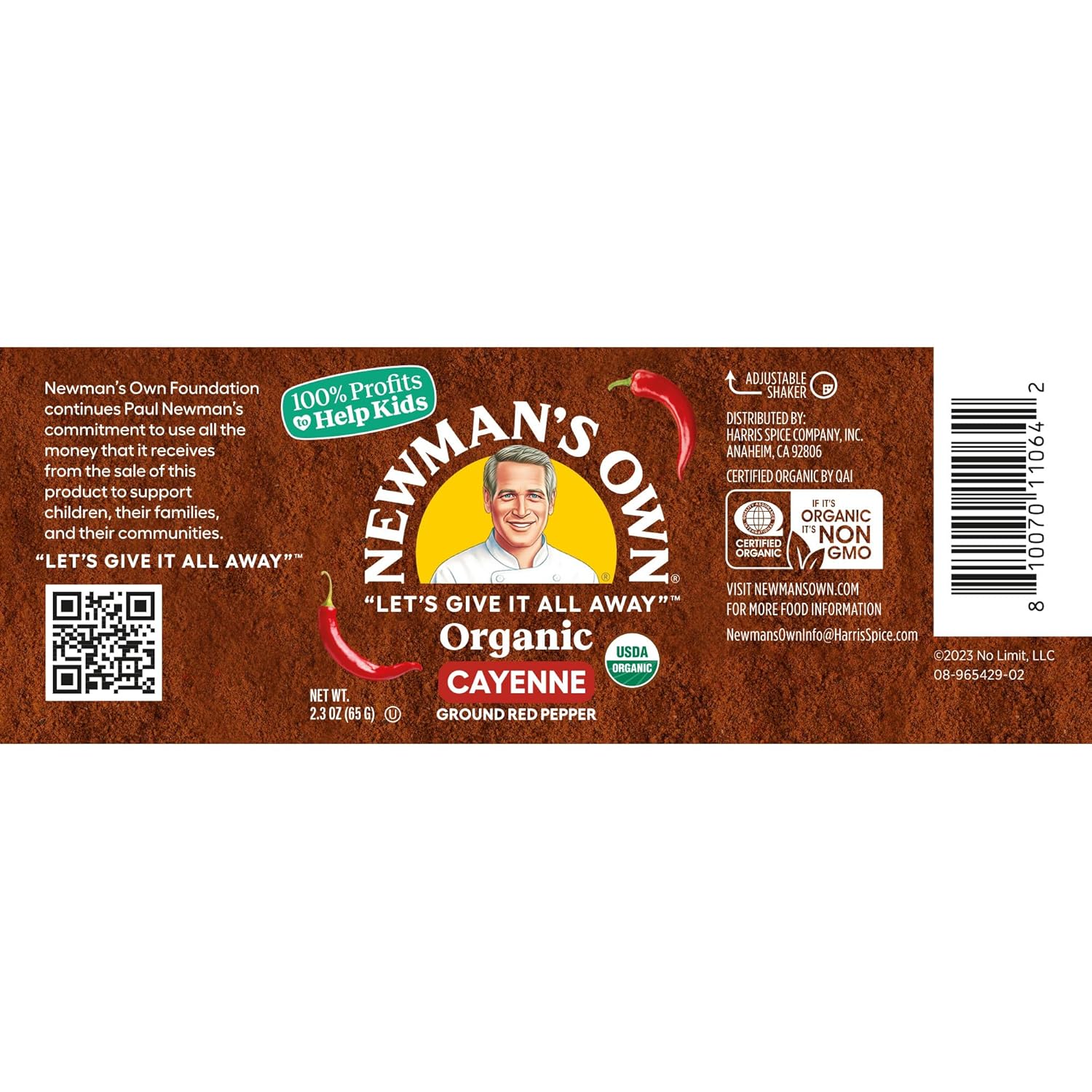 Newman's Own Organic Ground Cayenne Pepper, Ideal for rubs, chili, stews, and hot sauces, USDA Certified Organic, Non-GMO, Kosher, 2.3 Oz. Bottle