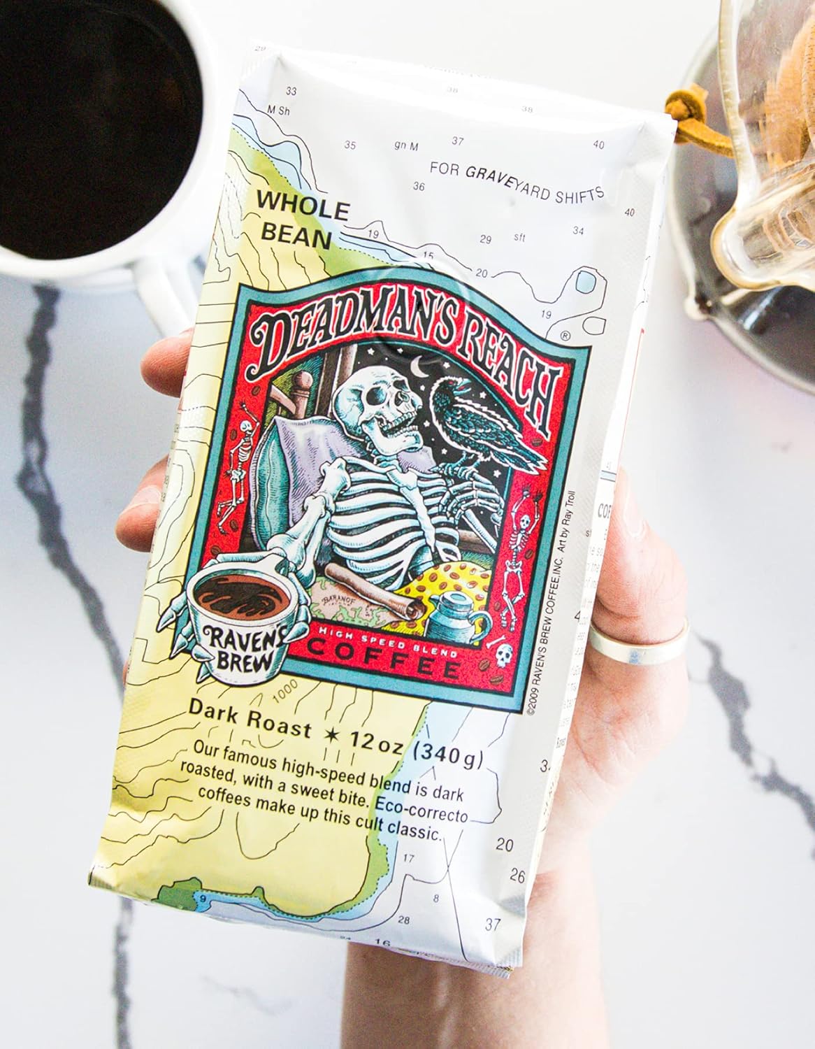 Raven's Brew Coffee High Caffeine Coffee Dark Roast Ground - Deadman's Reach 2-pack of 12oz