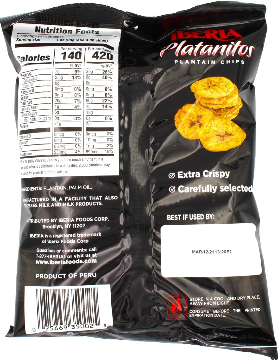 Iberia Naturally Sweet Plantain Chips, 3 oz (Pack of 24)