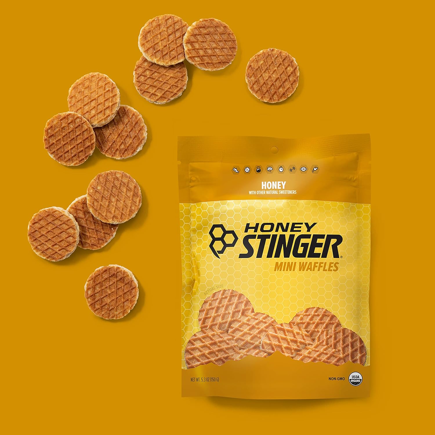 Honey Stinger Organic Mini Honey Waffles | Energy Stroopwafel for Exercise, Endurance and Performance | Sports Nutrition for Home & Gym, Pre and Post Workout | 1 Bag, 5.3 Ounce