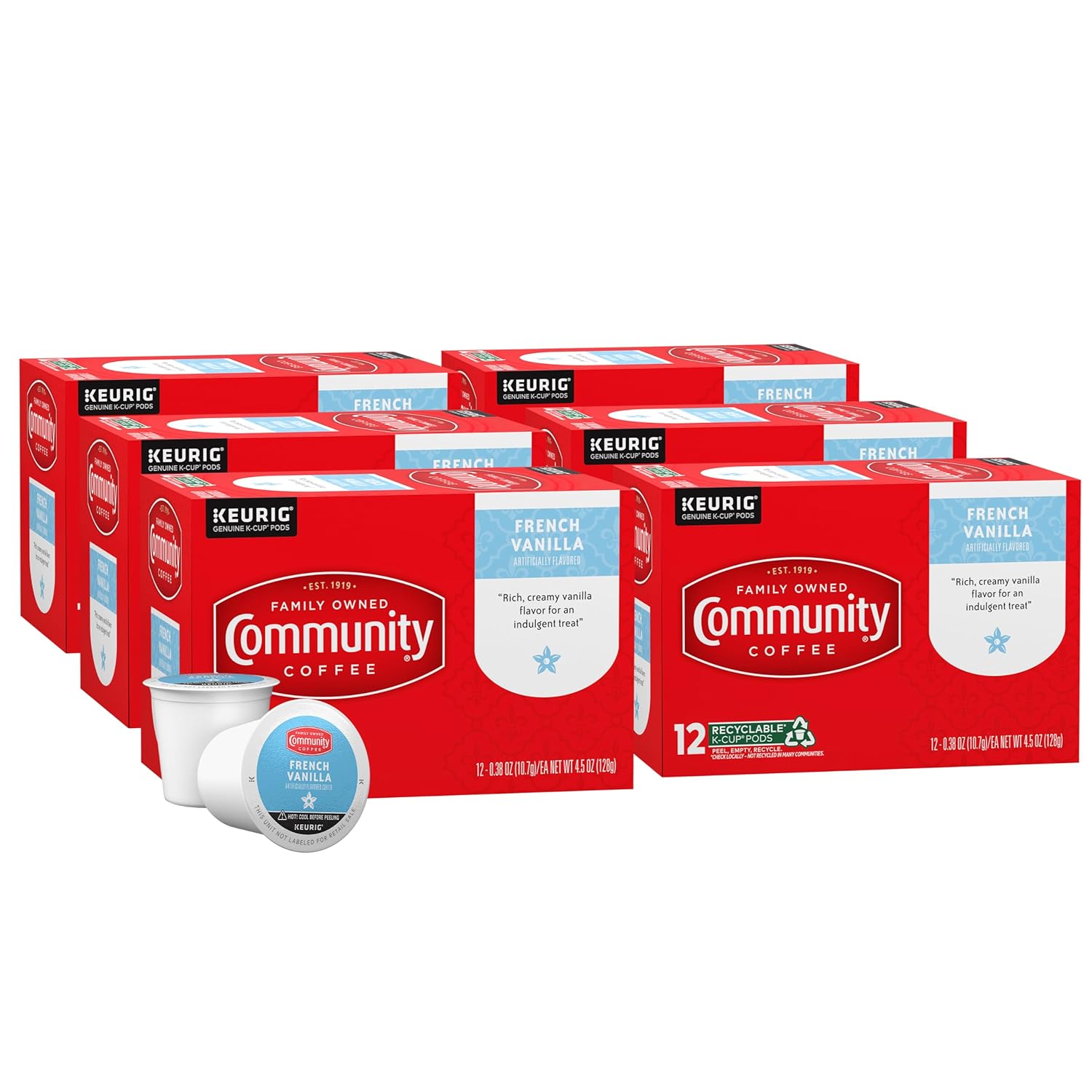 Community Coffee Breakfast Blend, Medium Roast, Single-Serve Keurig K-Cup Pods, 32 Count (Pack of 4)