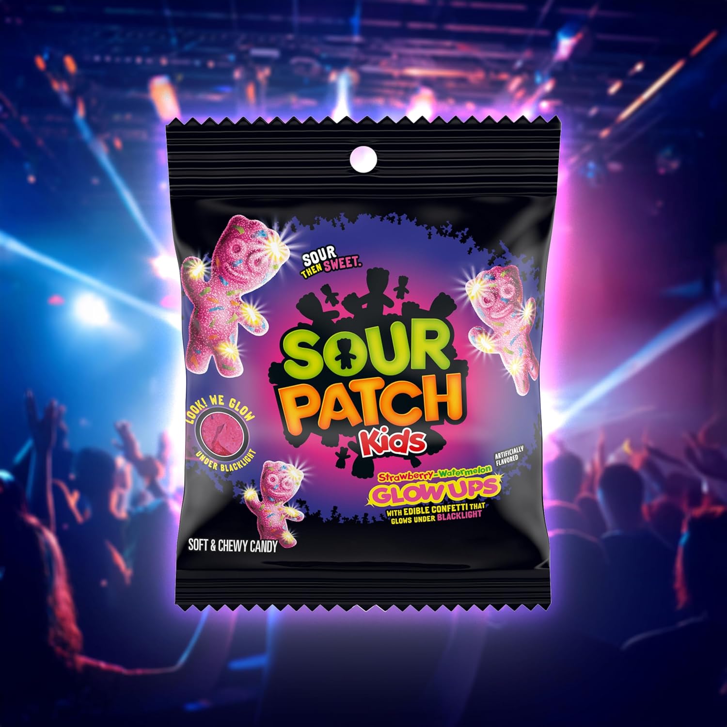 SOUR PATCH KIDS Glow Ups Strawberry-Watermelon Soft & Chewy Candy, 12-3.08 oz Bags