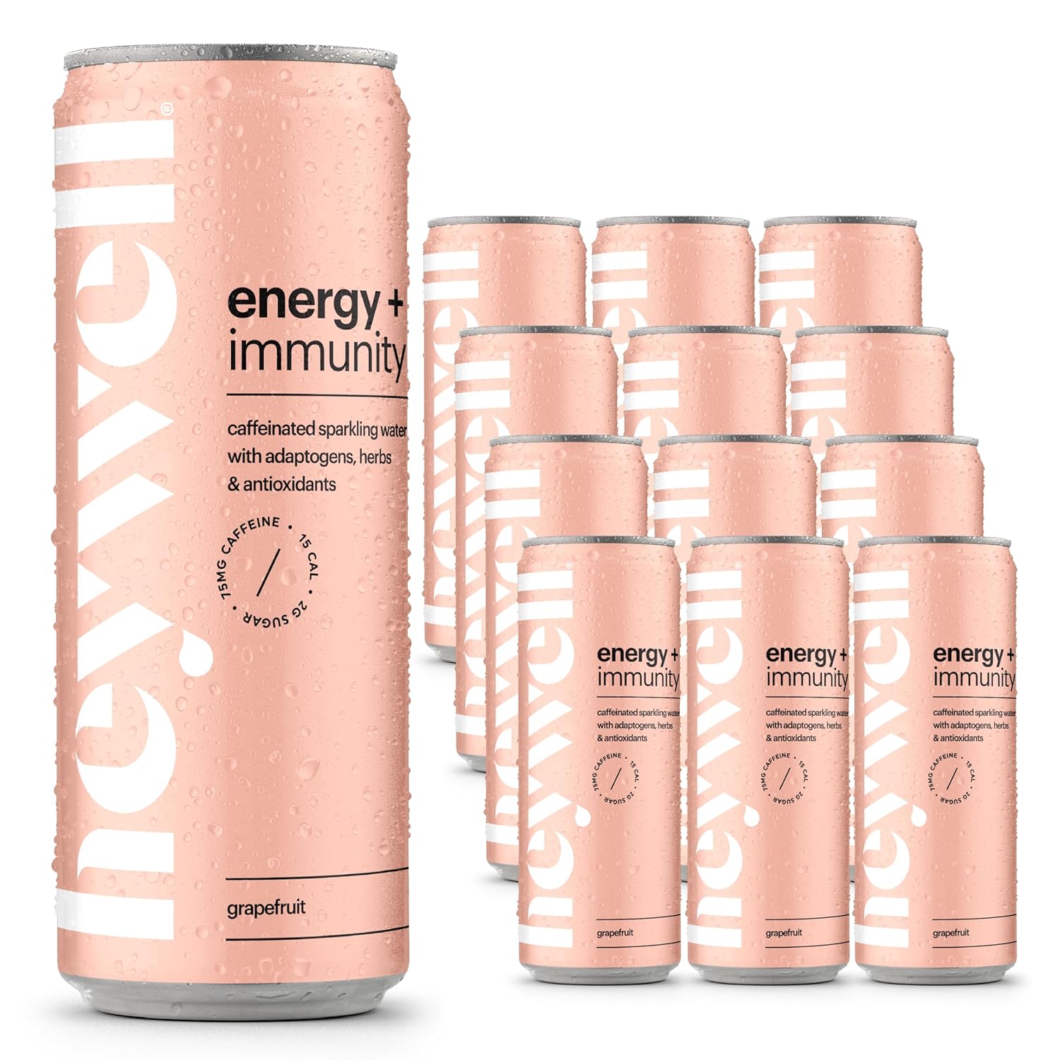 Heywell Sparkling Adaptogenic Water, Variety Pack 12 Fluid Ounce (Pack of 12) Includes - Lime, Grapefruit, Orange Mango, Strawberry Lemon - Calm Drink, Sparkling Drink