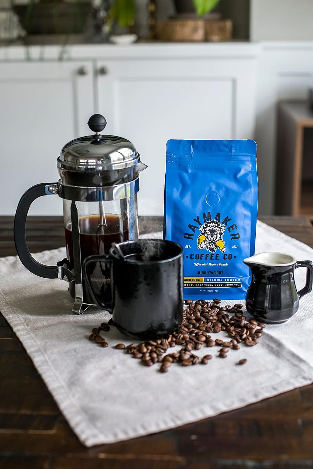 Haymaker Coffee, Medium Roast with Well-Rounded Flavor, Ground, 12 Ounce, Roasted in USA