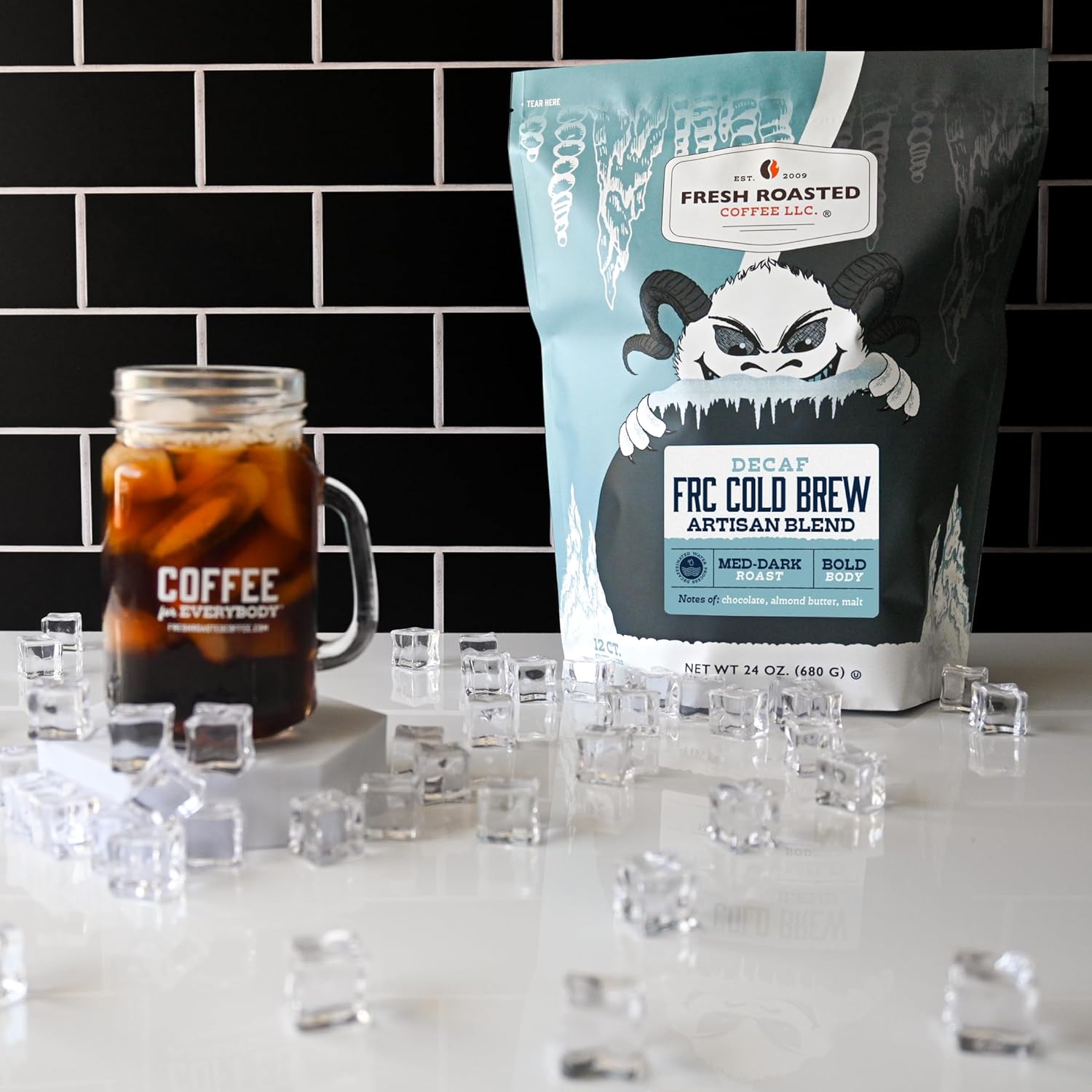 Fresh Roasted Cofee, FRC Decaf Cold Brew Coffee in Filter Packs, Medium Roast, 12 Count, 24 oz