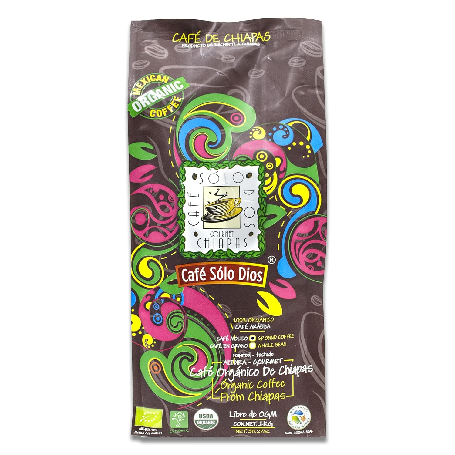 Café Solo Dios Organic Medium Roast Ground Coffee - 2.2 LB