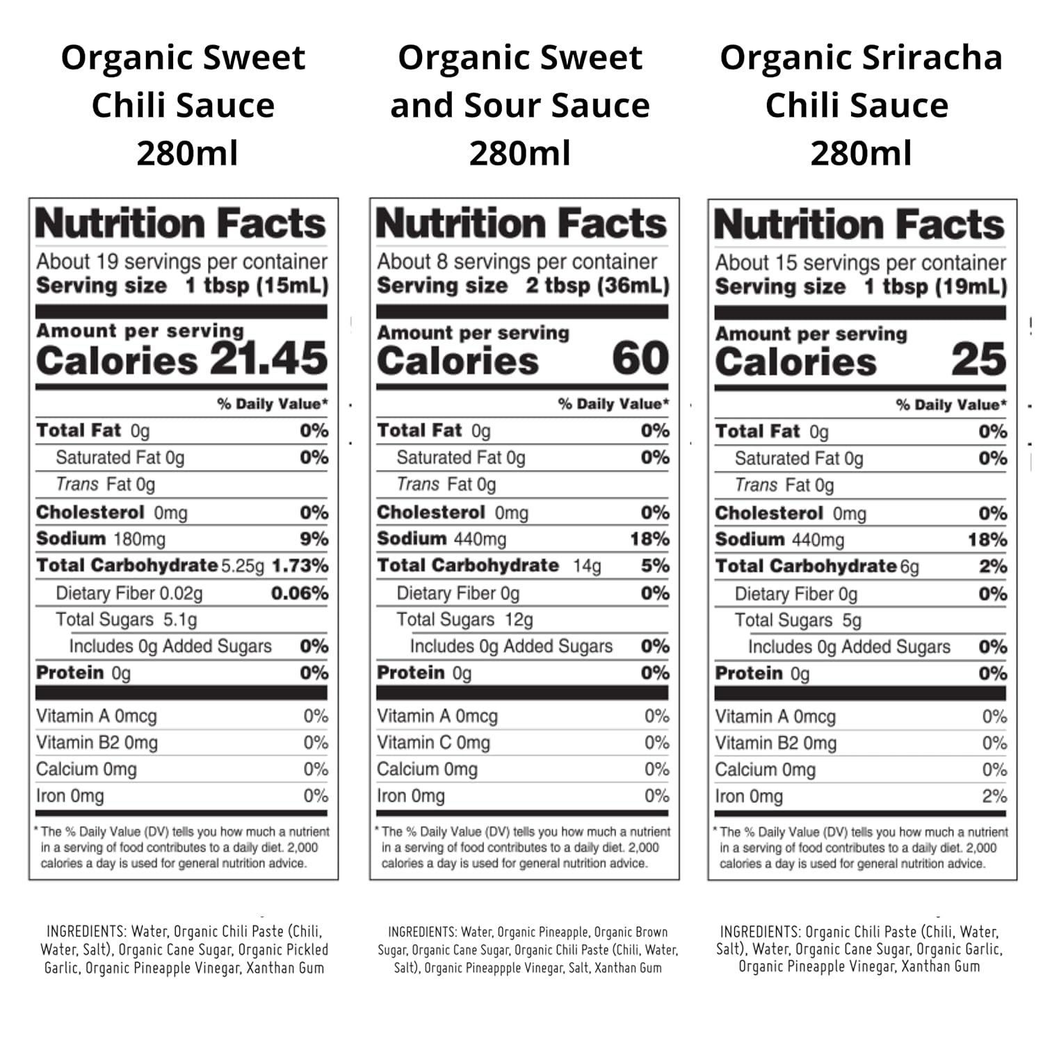 Asian Organics Sauces Variety Pack – Thai Sweet Chili, Sweet & Sour Sauce, Sriracha Chili Sauce, USDA Organic, Non-GMO, Gluten-Free, Made in Thailand, 9.47oz Each