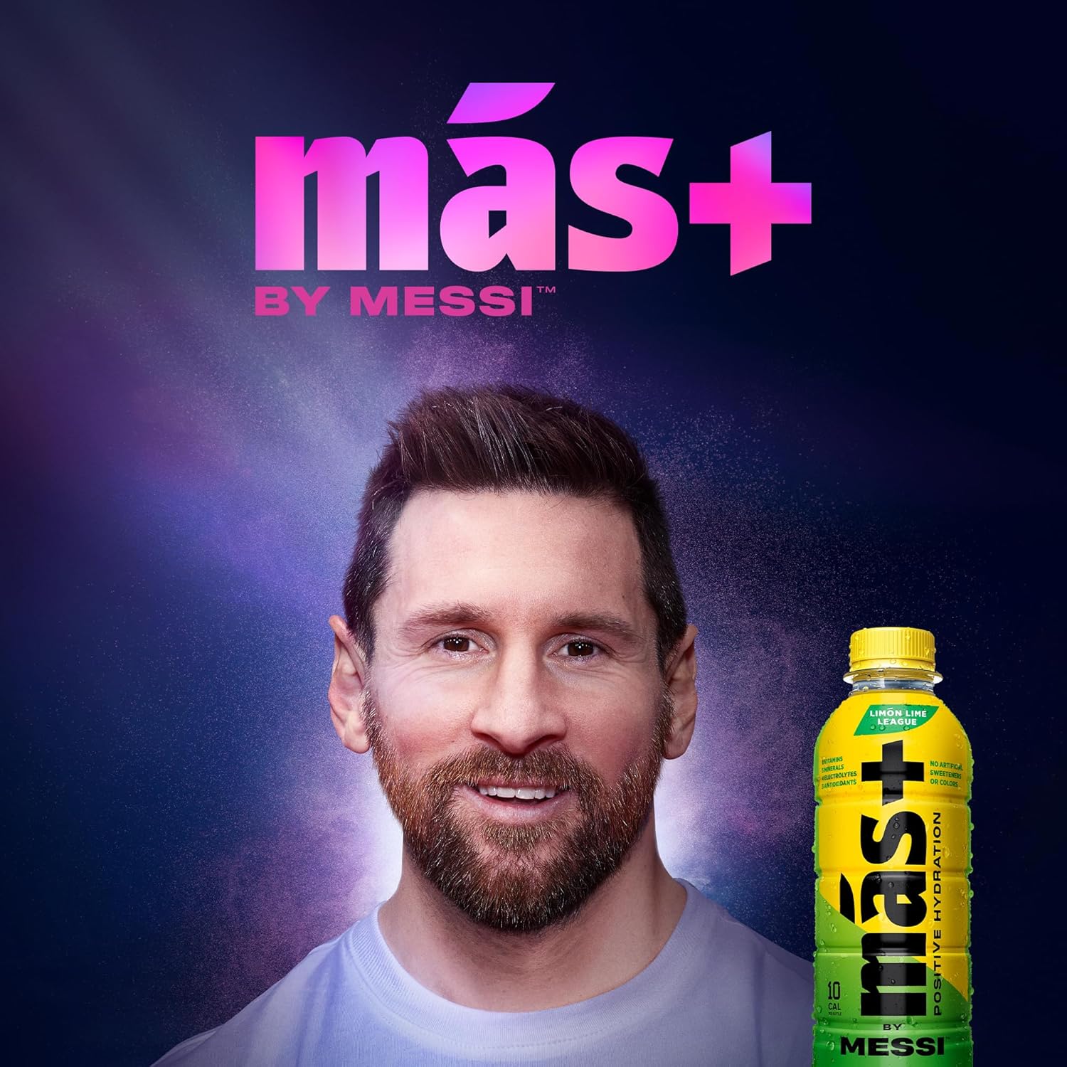 Más+ by Messi 16.9oz Limón Lime League Sports Drink & Hydration Beverage, 12-pack