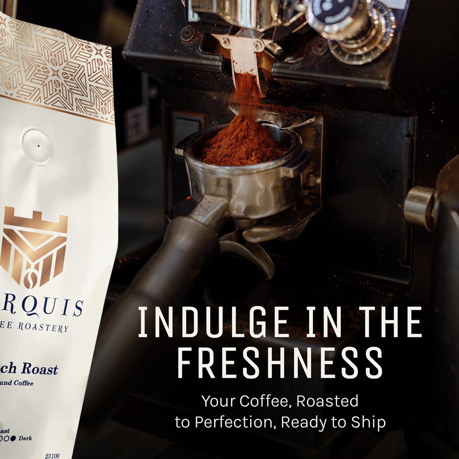 Marquis - French Roast Ground Coffee, Rich and Bold Blend of Colombian and Guatemalan Ground Coffee, Fresh and Smoky Dark Roast Coffee, Premium French Roast Coffee Ground, 2 lb