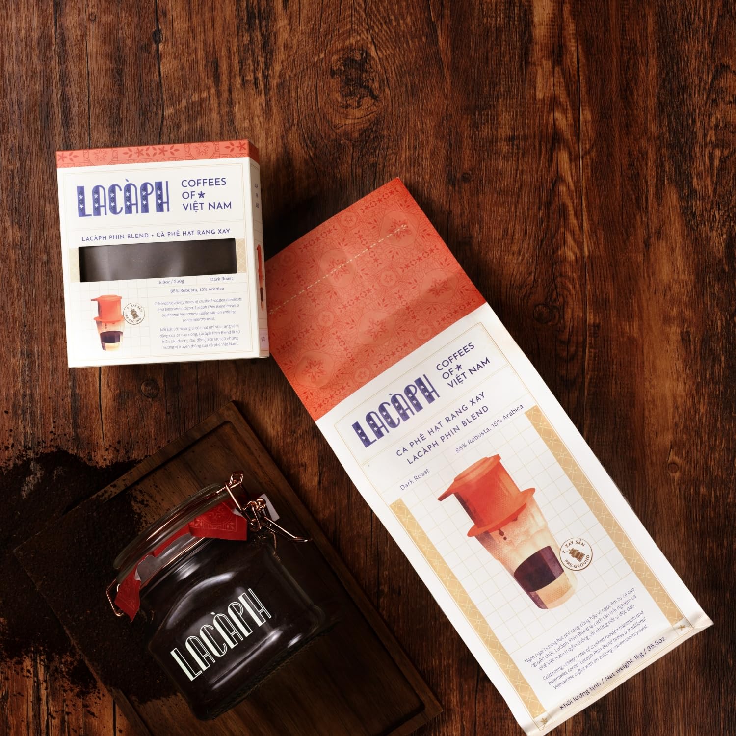 LACÀPH PHIN BLEND - Vietnamese Coffee with 85% Robusta 15% Arabica - Ground Coffee