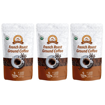 Alex's Low Acid Organic Coffee 12oz Bag - Fresh Ground French Roast (Pack of 3)