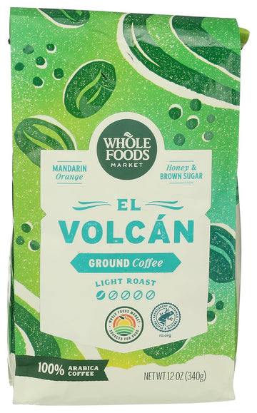 Whole Foods Market, El Volcan Light Roast Ground Coffee, 12 Ounce