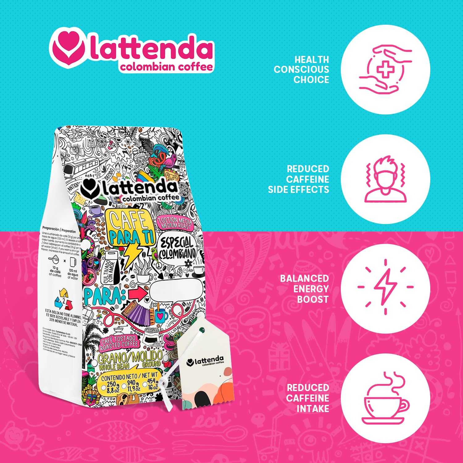 Lattenda Para Ti Specialty Coffee: Personalized Colombian Culture in Every Sip - 454g Ground