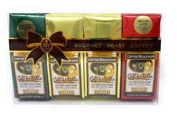 Gourmet Roast Kona Coffee Gift Pack, Ground, 3 Flavors, 4 Bags (1.75 Oz., 50g)
