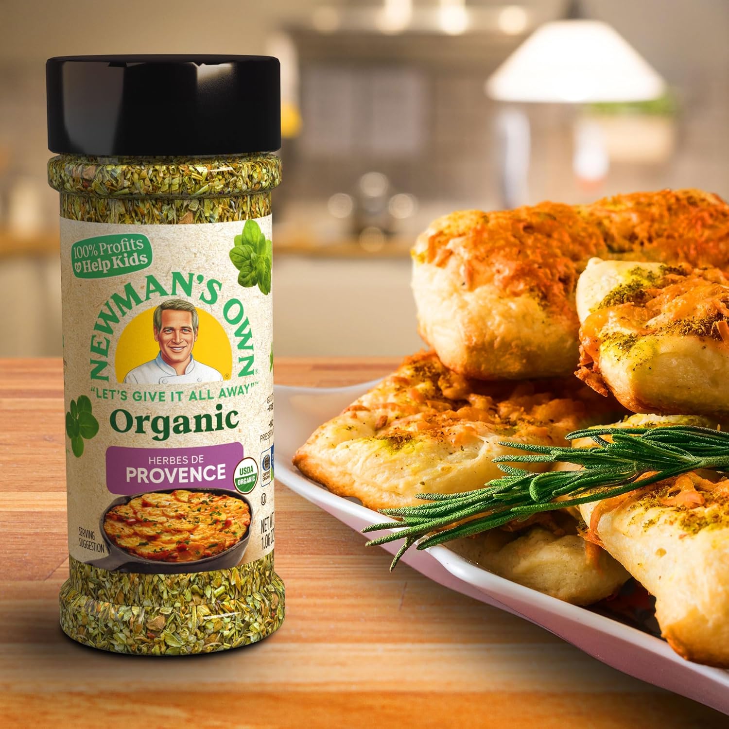 Newman's Own Organic Herbes de Provence Seasoning; Perfect Spices for Cooking Roasted meats, potatoes, and stews; USDA Certified Organic; No Preservatives; Salt Free; Non-GMO; Gluten-Free; 1.06 Oz Bottle