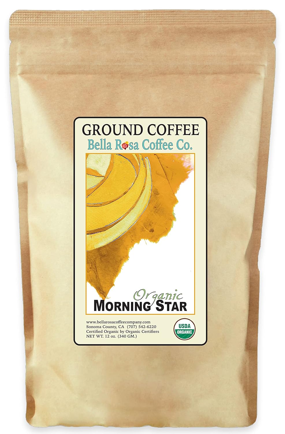 Organic Morning Star, 12 oz. Fresh Ground Coffee, Medium Roast, 1 bag