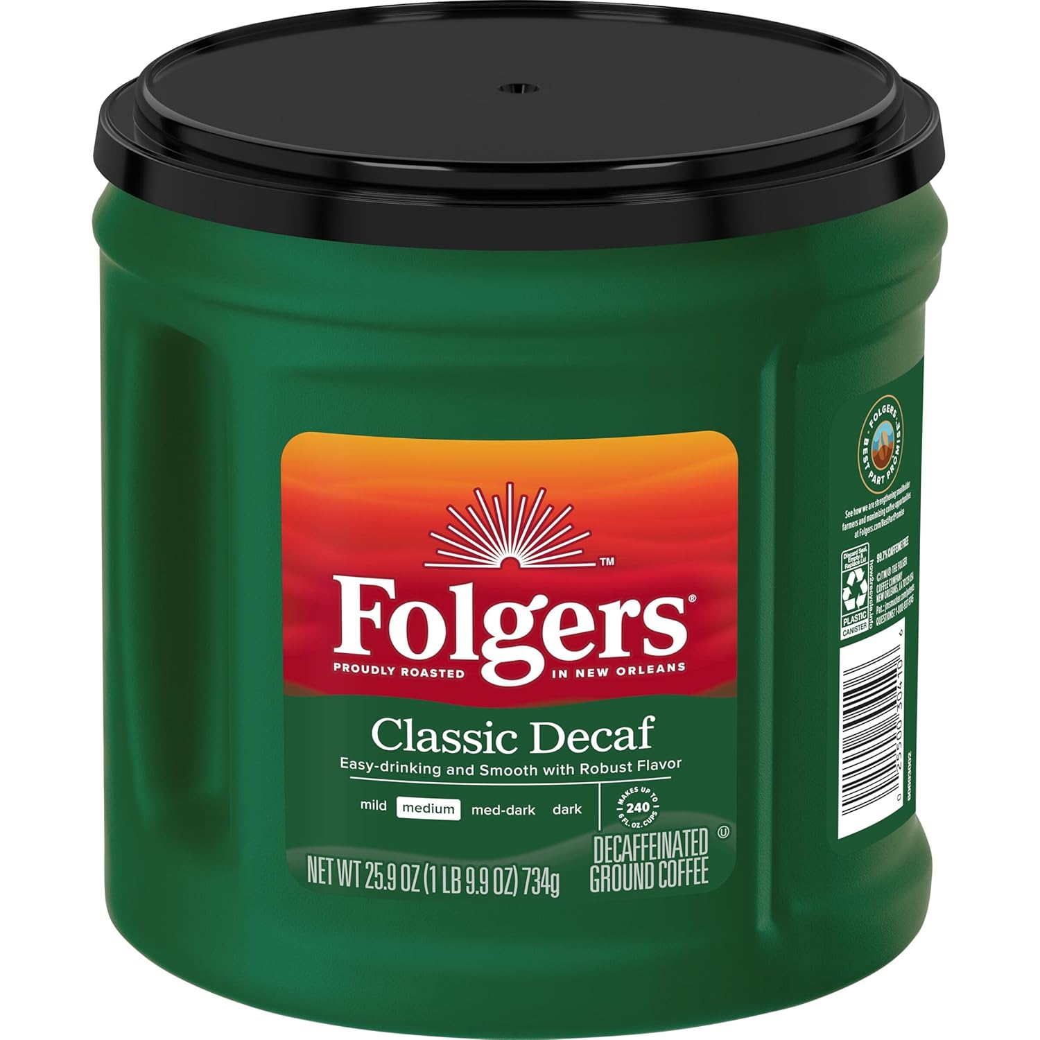 Folgers Classic Decaf Medium Roast Ground Coffee, 25.9 Ounce