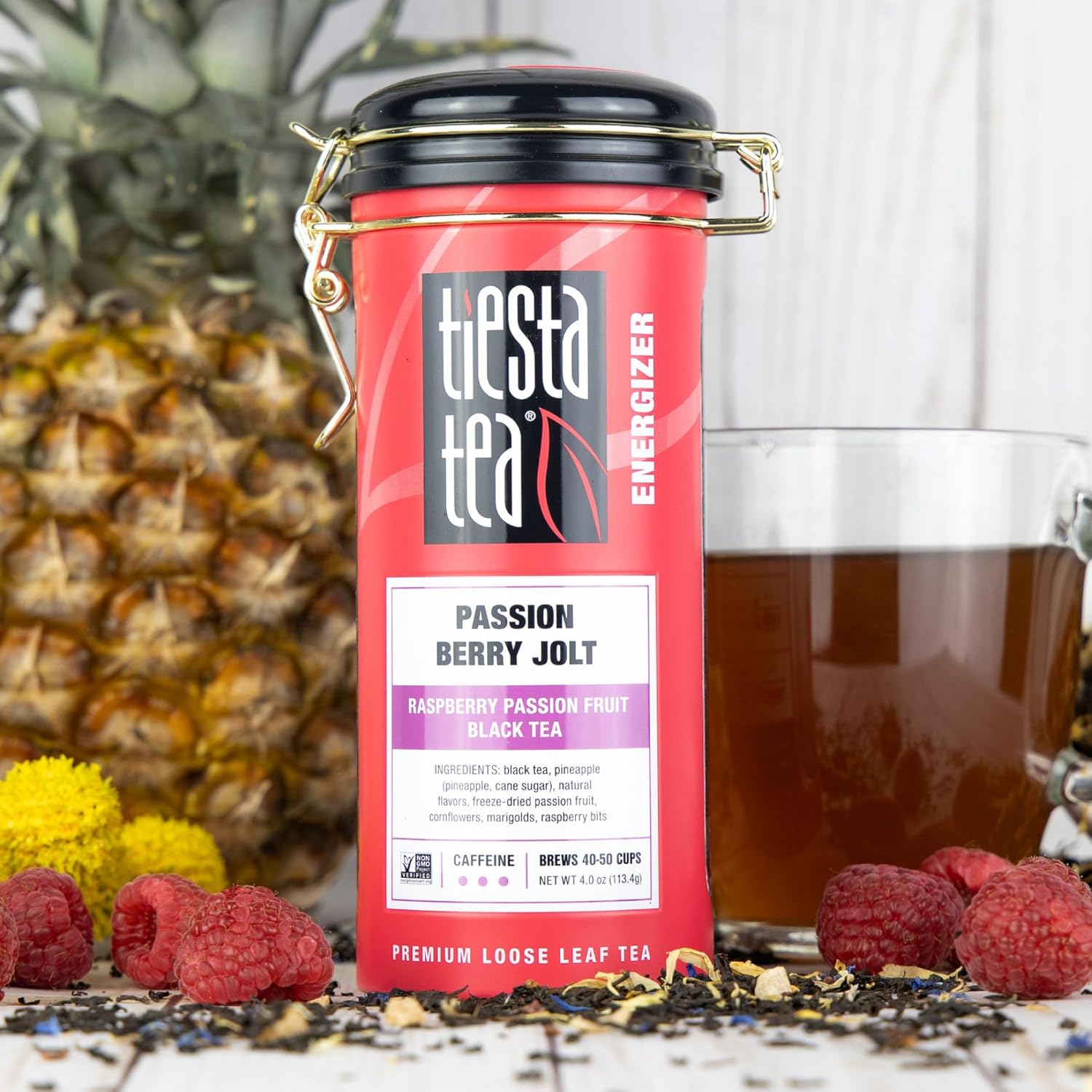 Tiesta Tea - Passion Berry Jolt | Loose Leaf | Raspberry Passion Fruit Black Tea | Premium Caffeinated Blend | Make Hot or Iced & Brews Up to 50 Cups | 4oz Refillable Tin