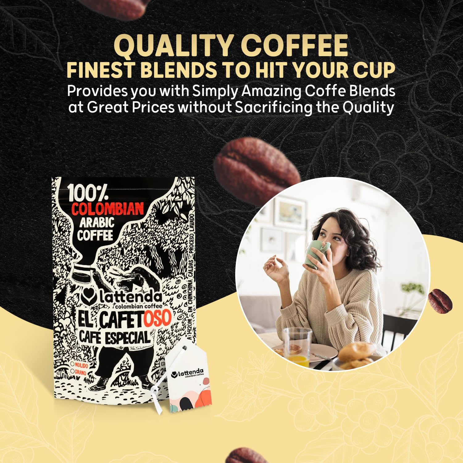 Lattenda Cafetoso Magic: Colombian Arabica Coffee - Sweet Notes, Cocoa - Aroma - Specialty Single Origin - 250g Ground