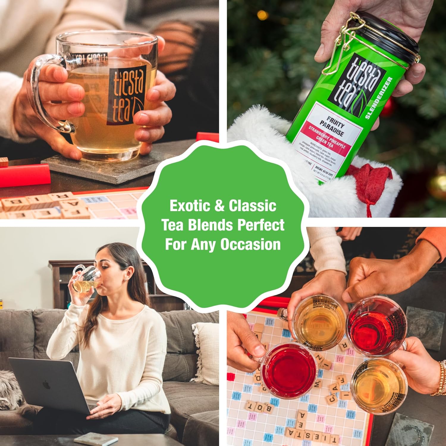 Tiesta Tea - Fruity Paradise | Loose Leaf | Strawberry Pineapple Green Tea | Premium Blend | Medium Caffeinated Green | Make Hot or Iced & Brews Up to 50 Cups | 4oz Refillable Tin