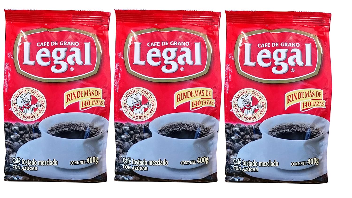 Cafe Legal Ground Coffee from Mexico - 14.10 oz / 400 gr - 3 Pack