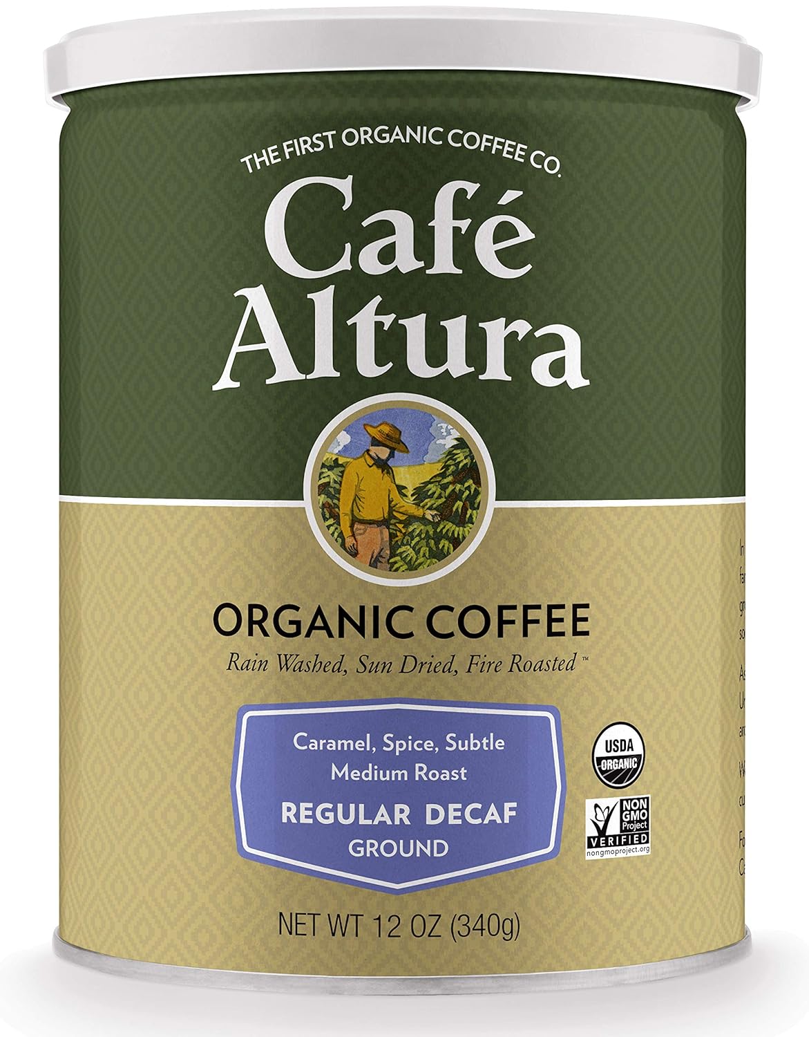 Cafe Altura Organic Coffee, Regular Roast Decaf, Ground Coffee, 12 Ounce Can