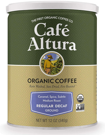 Cafe Altura Organic Coffee, Regular Roast Decaf, Ground Coffee, 12 Ounce Can
