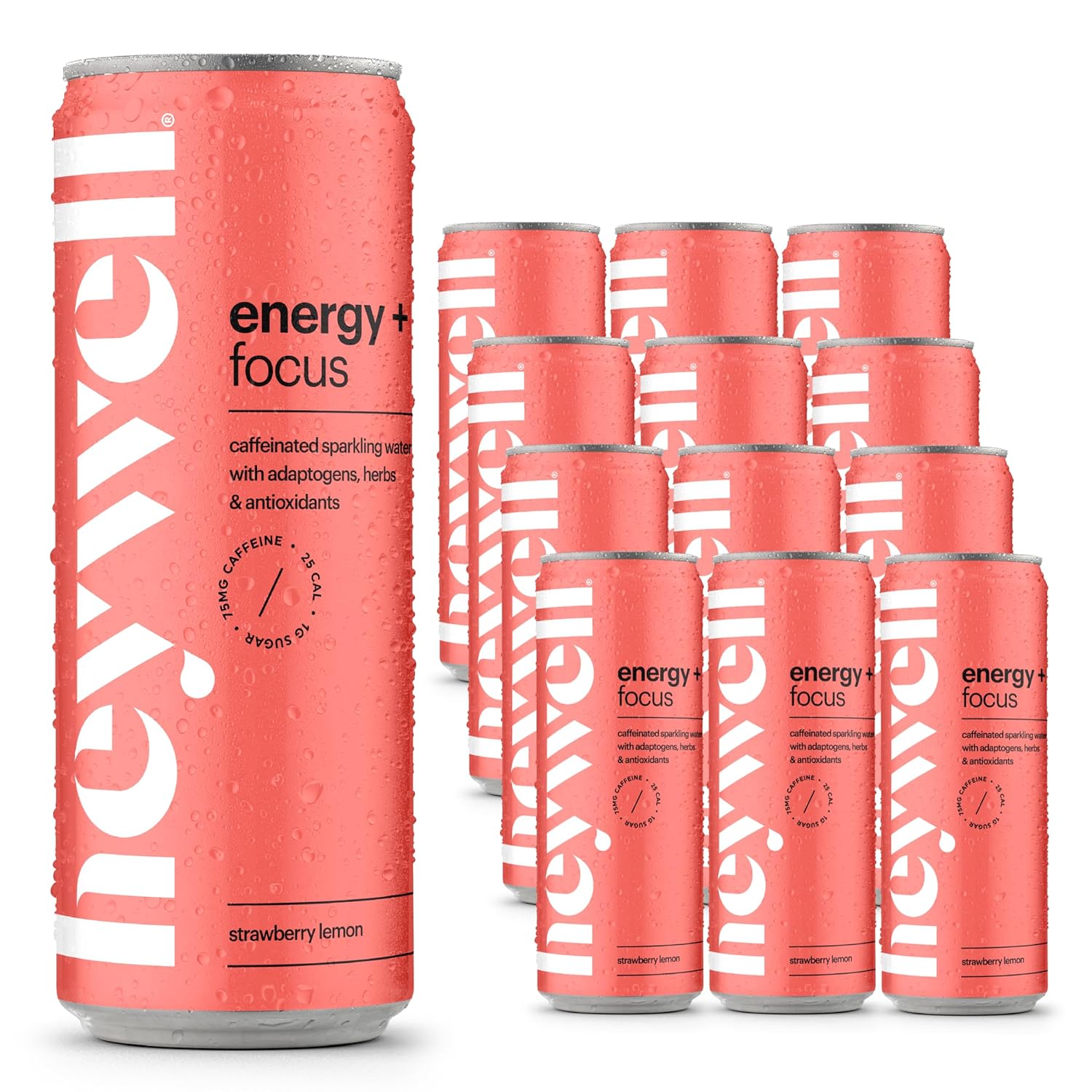 Heywell Sparkling Adaptogenic Water, Variety Pack 12 Fluid Ounce (Pack of 12) Includes - Lime, Grapefruit, Orange Mango, Strawberry Lemon - Calm Drink, Sparkling Drink