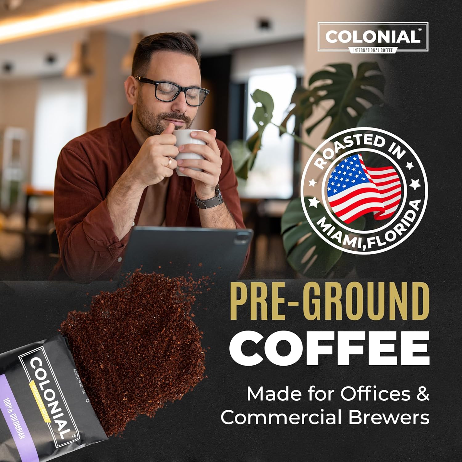 Colonial Coffee 100 Count Single Pot Coffee Packets – 100% Arabica Decaf Colombian Medium Roast | Pre-Measured Frac Packs for 12 Cup Maker | Bulk Ground Gourmet Coffee for Home & Office