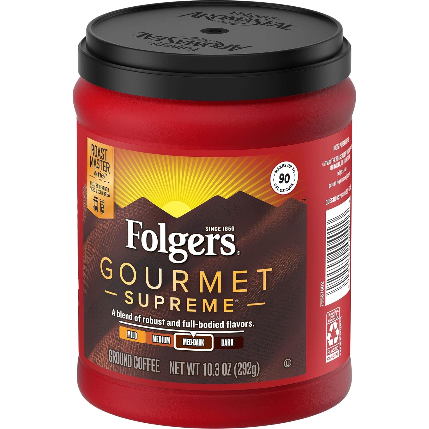 Folgers Gourmet Supreme Medium Dark Roast Ground Coffee, 10.3 Ounces