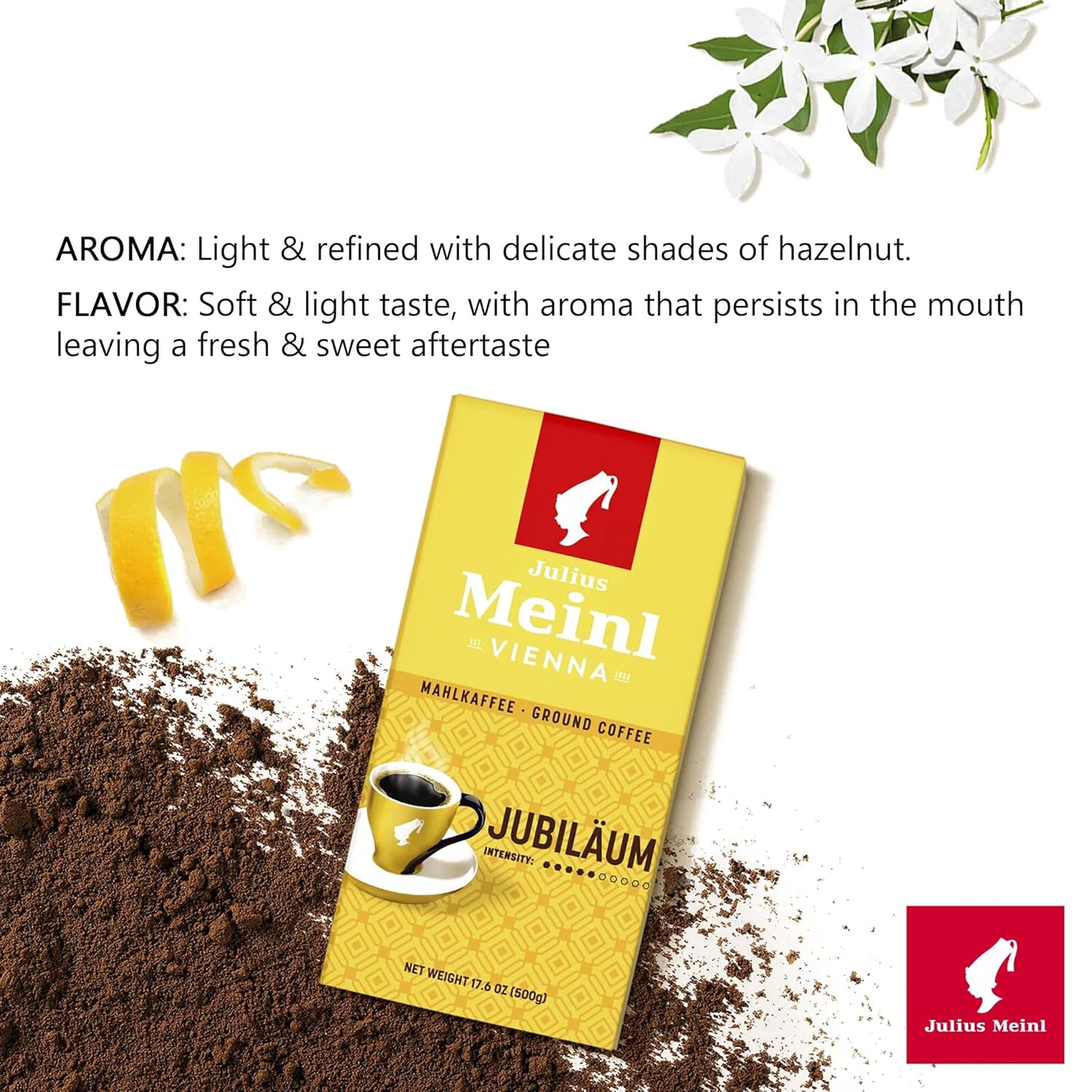 Julius Meinl, Medium Roast Ground Coffee, Imported Viennese "Jubilaum Blend", Fair Trade and Kosher, 500g/17.6oz