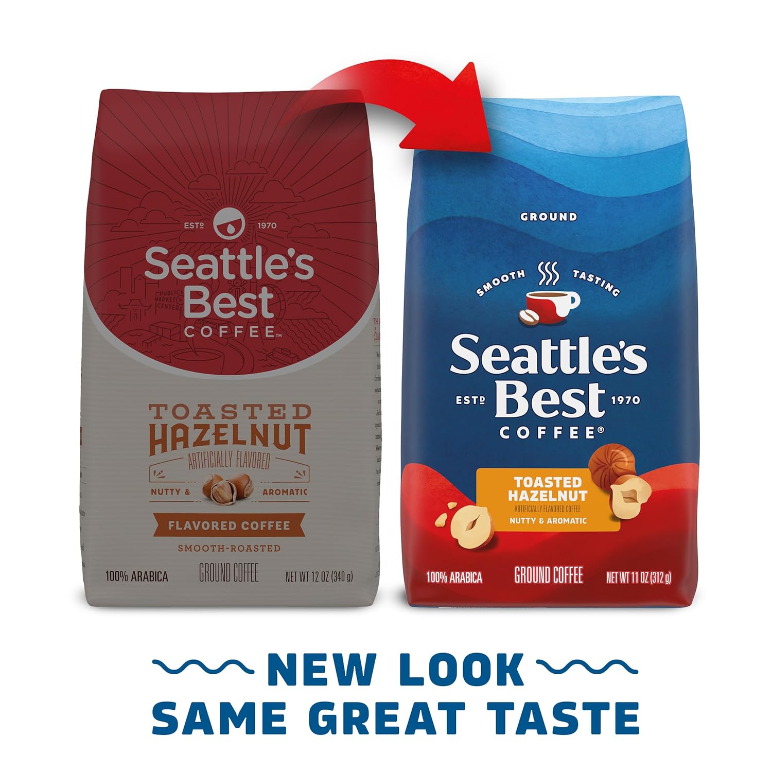 Seattle's Best Coffee Toasted Hazelnut Flavored Medium Roast Ground Coffee | 12 Ounce Bag