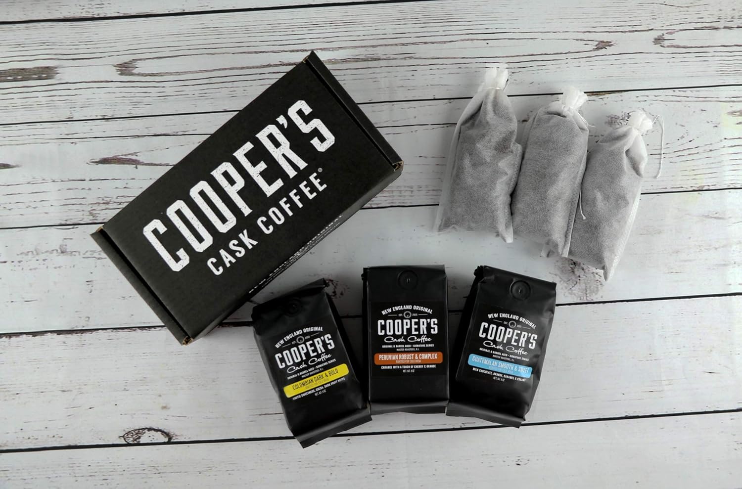 Espresso Coffee Box Set - Ground 3 Bag Gift or Sample Set 24oz and Cold Brew Coffee Box Set - 6 Filter Bags Included - Ground 1.5 lbs