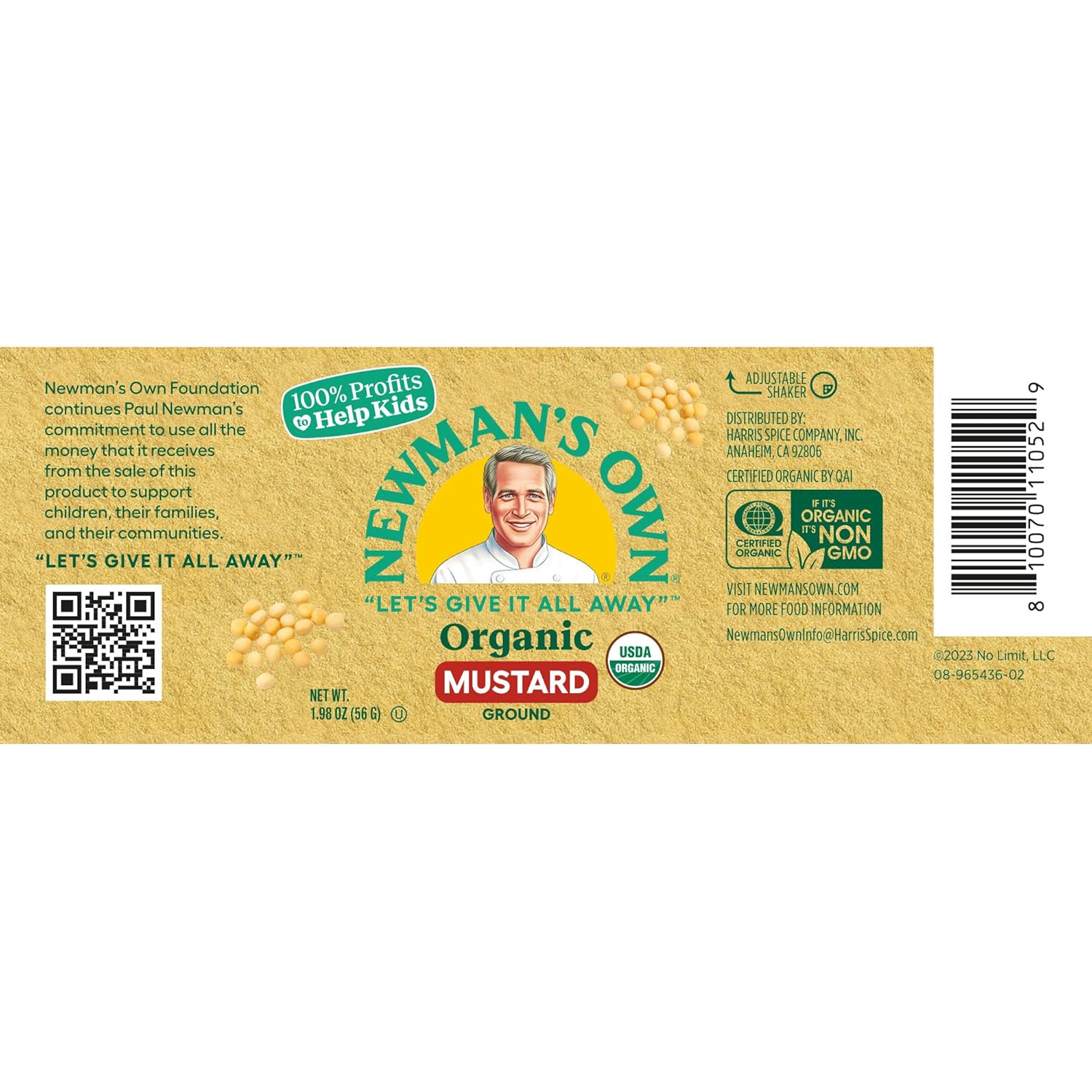 Newman's Own Organic Ground Mustard; Great on Marinades and Dressings; USDA Certified Organic, Non-GMO, Kosher, 1.98 Oz. Bottle