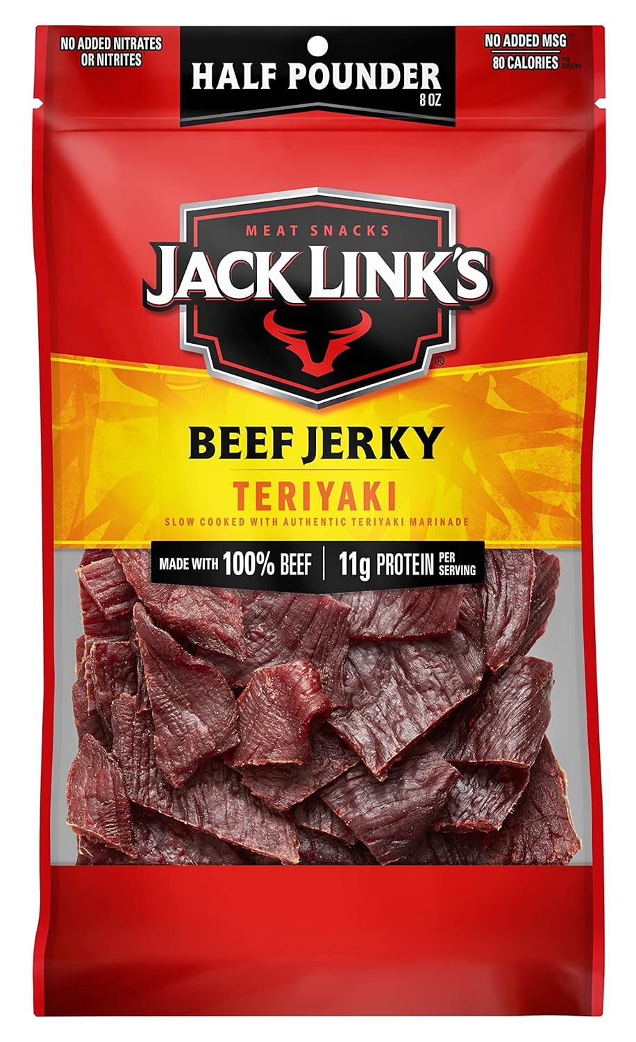 Jack Link's Beef Jerky, Original, Half Pounder Large Jerky Bag - Flavorful Meat Snack, Ready to Eat Protein Snacks with 10g of Protein per Serving, Made with 100% Beef