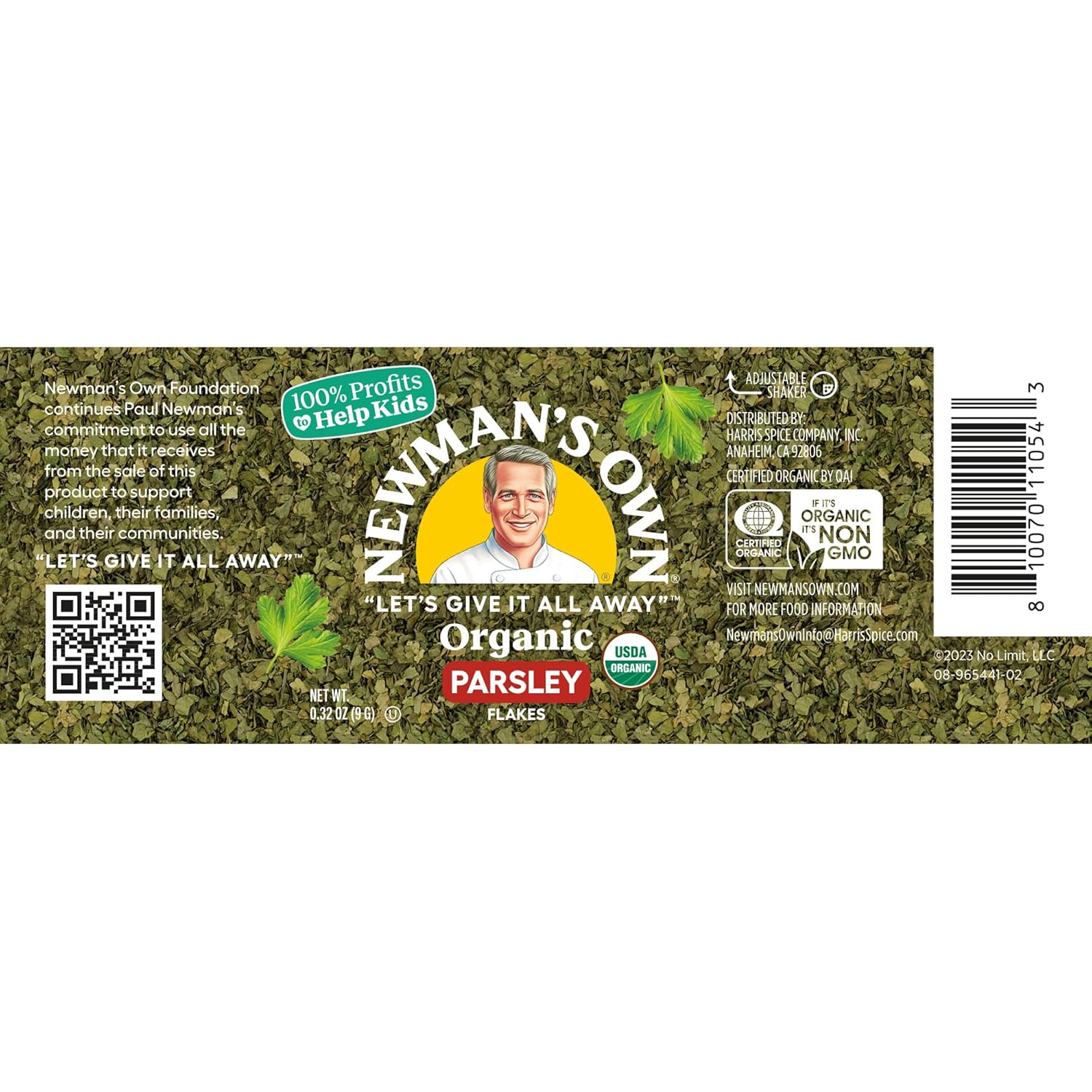 Newman's Own Organic Parsley Flakes; Great on Chicken, Salads, USDA Certified Organic, Non-GMO, Kosher, 0.32Oz. Bottle