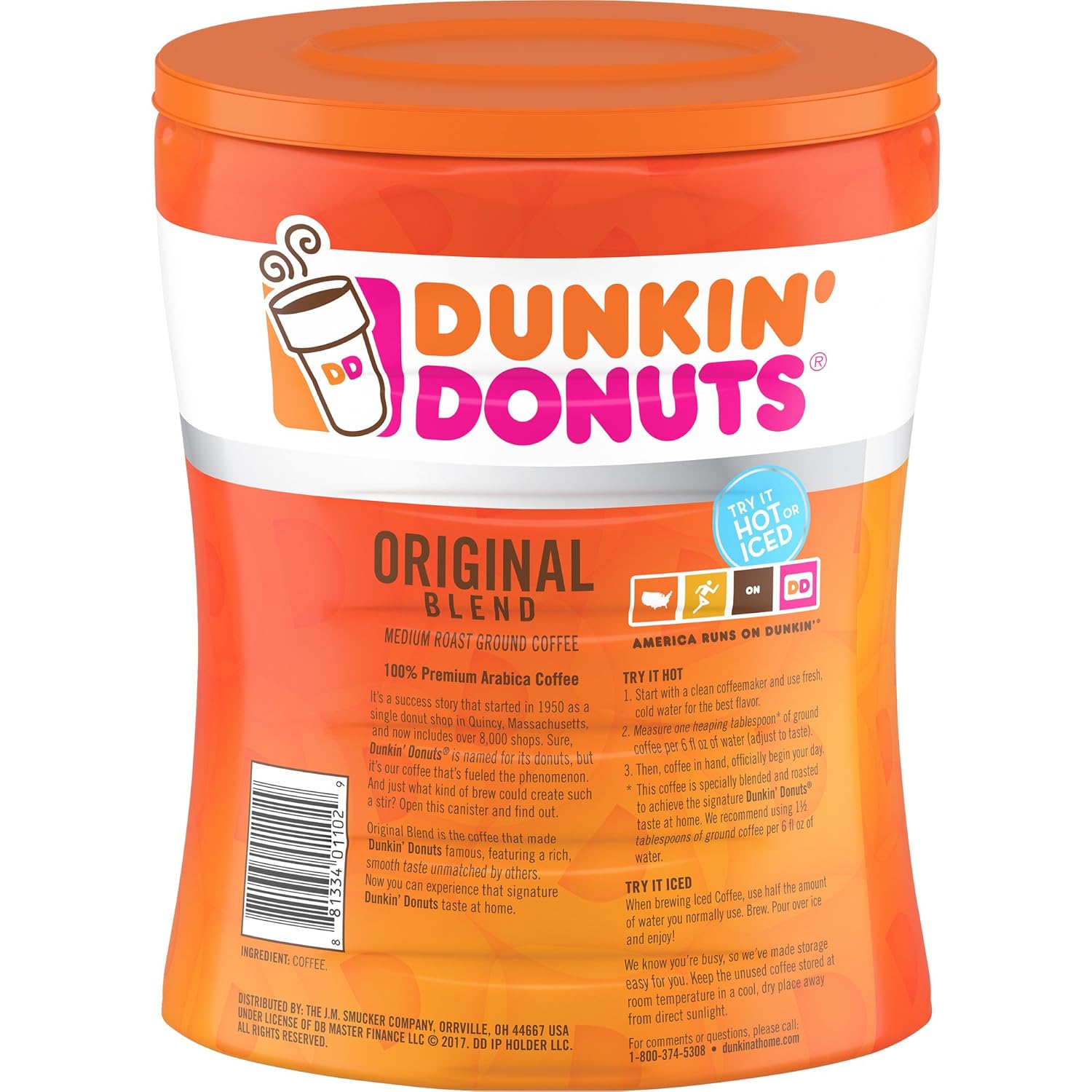 Dunkin' Donuts Original Blend Medium Roast Ground Coffee, 30 Ounces, Pack of 4