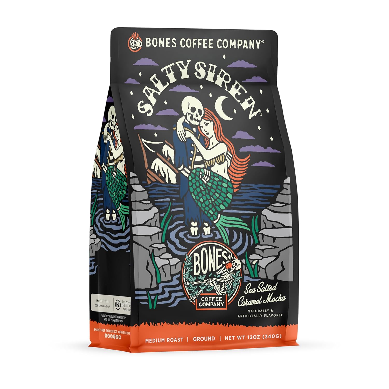 Bones Coffee Company Salty Siren With Highland Grog Ground Coffee, 12 oz Bundle